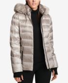 Dkny Faux-fur-trimmed Down Puffer Coat, Created For Macy's