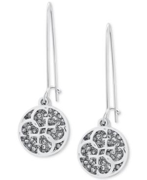 Guess Silver-tone Crystal Disc Drop Earrings