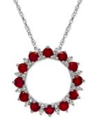 Ruby (1-1/5 Ct. T.w.) And White Topaz (1/5 Ct. T.w.) Pendant Necklace In Sterling Silver