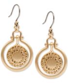 Lucky Brand Gold-tone Pave Orbital Drop Earrings