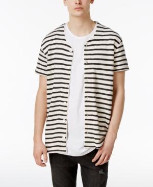Jaywalker Men's Oversized Stripe French Terry Baseball Shirt