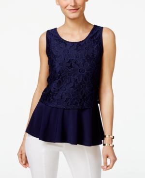 Ny Collection Petite Lace-popover Sleeveless Blouse