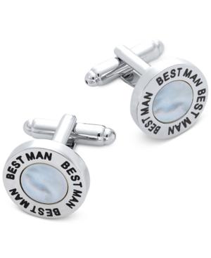 Sutton By Rhona Sutton Men's Silver-tone & Imitation Mother-of-pearl Best Man Cufflinks
