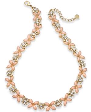 Charter Club Gold-tone Crystal & Pink Stone Collar Necklace, Created For Macy's