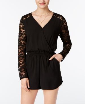 One Clothing Juniors' Surplice Lace Romper