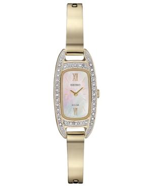 Seiko Women's Solar Crystal Gold-tone Stainless Steel Bangle Bracelet Watch 16.5mm