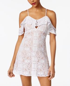 Xoxo Juniors' Lace Ruffled Cold-shoulder Dress