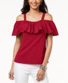 I.n.c. Ruffled Off-the-shoulder Top, Created For Macy's