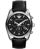Emporio Armani Unisex Chronograph Black Leather Strap Watch 43mm Ar6039