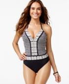 Bleu By Rod Beattie Combo-print Halter One-piece Swimsuit Women's Swimsuit