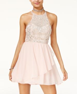 B Darlin Juniors' Embellished Fit & Flare Dress