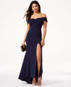 Speechless Juniors' Off-the-shoulder Scuba Crepe Gown