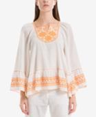 Max Studio London Embroidered Bell-sleeve Top