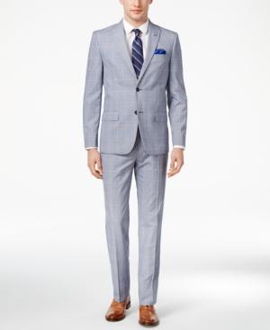 Ben Sherman Men's Slim-fit Blue/white Plaid Suit