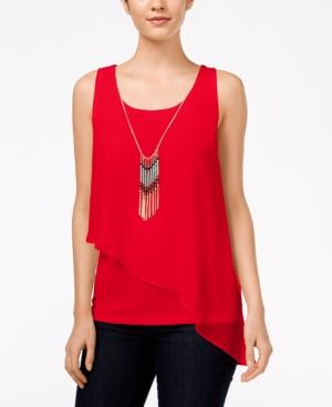 Bcx Juniors' Asymmetrical-hem Necklace Blouse