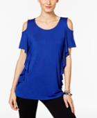 Inc International Concepts Ruffled Cold-shoulder Top, Only At Macy's
