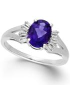 Amethyst (1-1/5 Ct. T.w.) And Diamond (1/8 Ct. T.w.) Ring In 14k White Gold