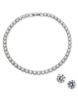 Giani Bernini Cubic Zirconia Tennis Bracelet & Stud Earrings