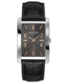 Caravelle New York By Bulova Men's Black Croc-embossed Leather Strap Watch 44x30mm 45a134