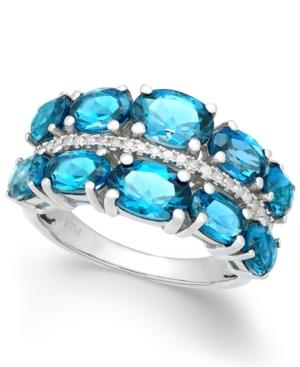 London Blue Topaz (6-3/8 Ct. T.w.) & Diamond (1/8 Ct. T.w.) Ring In Sterling Silver