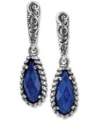 Caroly Pollack Lapis Lazuli/rock Quartz Drop Earrings (4-7/8 Ct. T.w.) In Sterling Silver