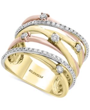 Trio By Effy Diamond Crisscross Ring (1/2 Ct. T.w.) In 14k Gold, White Gold & Rose Gold