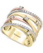 Trio By Effy Diamond Crisscross Ring (1/2 Ct. T.w.) In 14k Gold, White Gold & Rose Gold