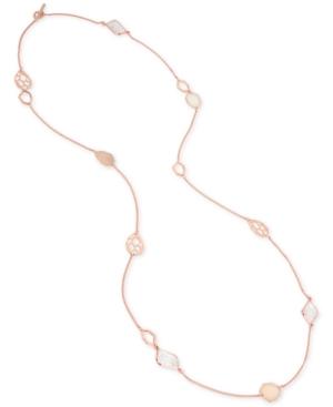 Kenneth Cole New York Rose Gold-tone Crackled Crystal & Mother-of-pearl Shell Long Necklace