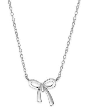 Unwritten Mini Bow Pendant Necklace In Sterling Silver