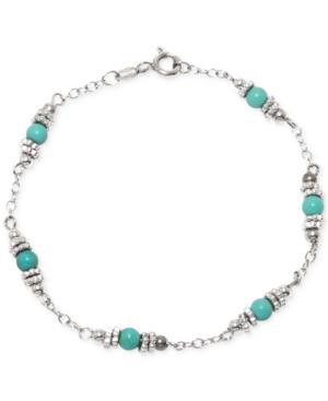 Manufactured Turquoise Station Bracelet In Sterling Silver (4 Ct. T.w.)