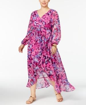Sangria Plus Size Printed Maxi Dress