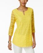 Jm Collection Petite Lace Keyhole Tunic, Only At Macy's