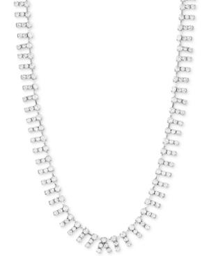 Steve Madden Silver-tone Crystal 18 Collar Necklace