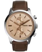 Fossil Men's Chronograph Townsman Dress Dark Brown Leather Strap Watch 48mm Fs5156
