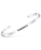 Unwritten Take Risks Engraved Cuff Bracelet In Sterling Silver