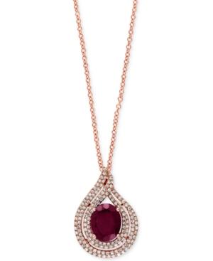Effy Rhodolite Garnet (3 Ct. T.w.) And Diamond (1/2 Ct. T.w.) Pendant Necklace In 14k Rose Gold