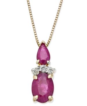 Ruby (1-1/3 Ct. T.w.) & Diamond Accent 18 Pendant Necklace In 14k Gold