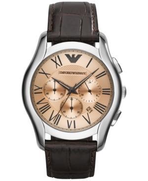 Emporio Armani Unisex Chronograph Brown Croco Leather Strap Watch 45mm Ar1785