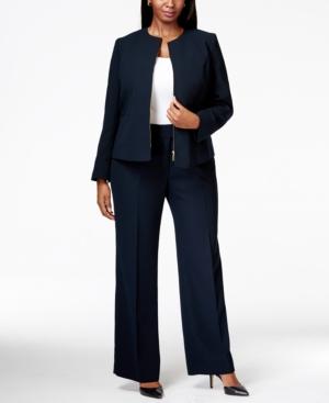 Tahari Asl Plus Size Zip-front Crepe Pantsuit