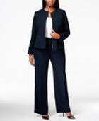 Tahari Asl Plus Size Zip-front Crepe Pantsuit