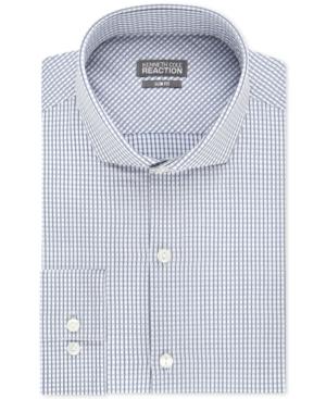 Kenneth Cole Reaction Slim-fit Dry-tek Performance Blue Haze Check Dress Shirt