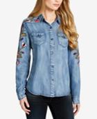 Jessica Simpson Juniors' Embroidered Chambray Shirt
