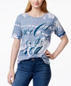 Hybrid Juniors' Wild As The Sea Graphic Pocket T-shirt