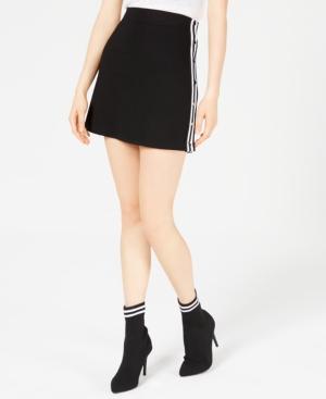 Waisted Juniors' Varsity-stripe Mini Skirt