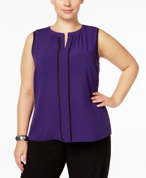 Calvin Klein Plus Size Split-neck Shell