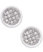 Diamond Accent Circle Stud Earrings In 10k White Gold