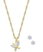 Charter Club Gold-tone Cubic Zirconia Butterfly Pendant Necklace & Stud Earrings