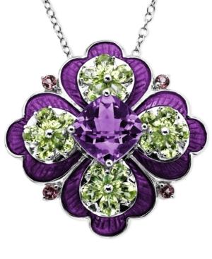 Town & Country Sterling Silver Necklace, Multistone Flower Pendant