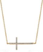 Diamond Sideways Cross Pendant Necklace In (1/6 Ct. T.w.)