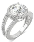 Moissanite Round Split Shank Halo Ring (3-3/8 Ct. Tw.) In 14k White Gold